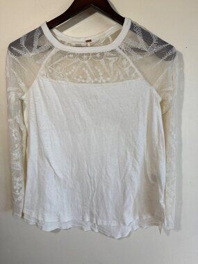 Free People Long Sleeve White Lace Top NWT boho